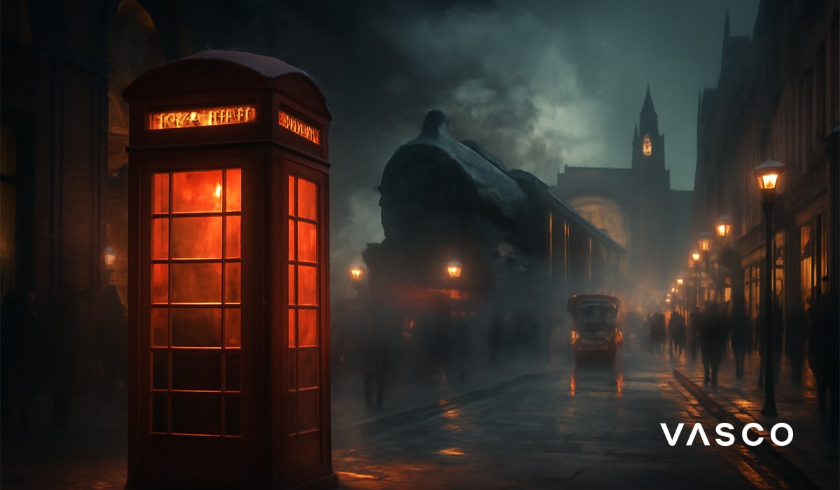 Londonska ulica s crvenom telefonskom govornicom.